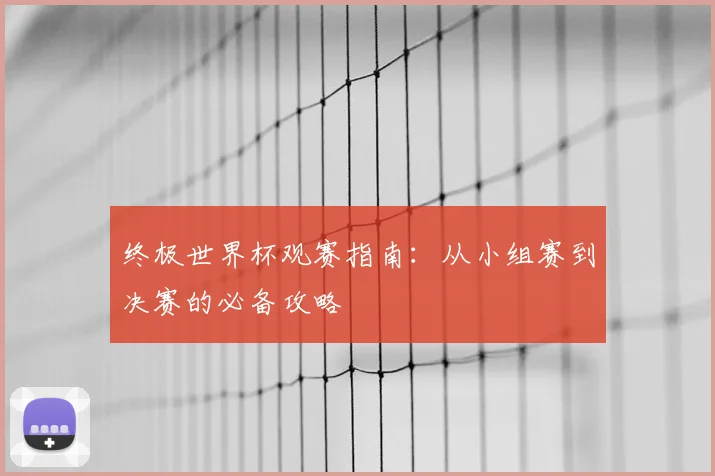 终极世界杯观赛指南:从小组赛到决赛的必备攻略